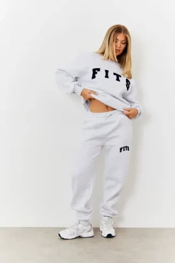 Hot Fits Embroidered Cuffed Joggers Grey