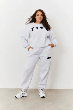 Hot Fits Embroidered Cuffed Joggers Grey