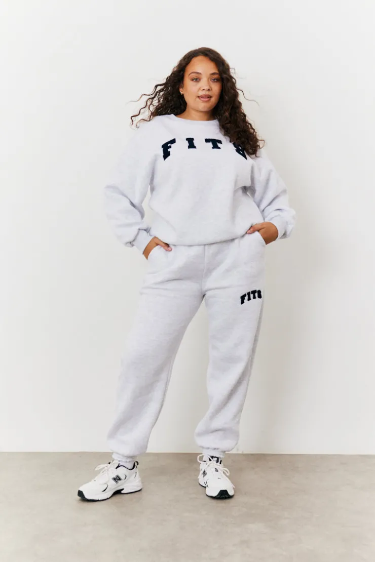 Hot Fits Embroidered Cuffed Joggers Grey