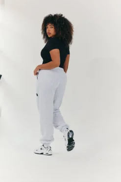 Hot Fits Embroidered Cuffed Joggers Grey