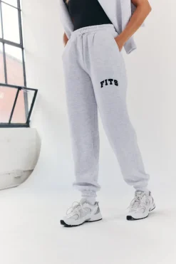 Hot Fits Embroidered Cuffed Joggers Grey