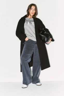 Sale Fits Slogan Knitted Crew Neck Sweatshirt Slate
