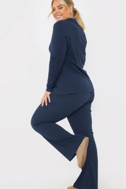 Clearance In the Style Flared Ribbed Co Ord Trouser Navy