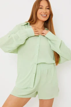 Outlet In the Style Floaty Co-Ord Beach Shorts Sage