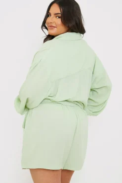 Outlet In the Style Floaty Co-Ord Beach Shorts Sage