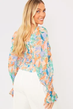 Clearance In the Style Floral Milkmaid Blouse Multi