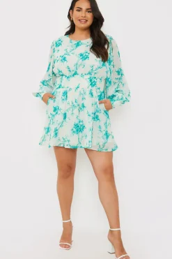 Hot In The Style Floral Playsuit GREEN