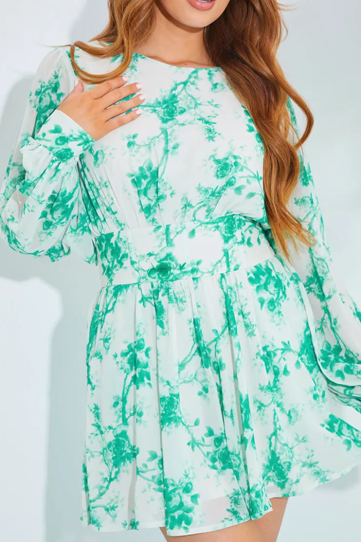 Hot In The Style Floral Playsuit GREEN