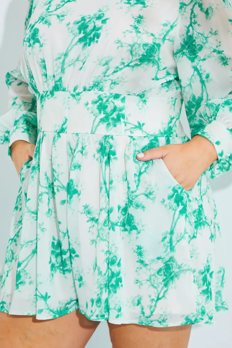 Hot In The Style Floral Playsuit GREEN