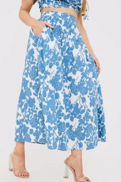 Online In the Style Floral Print Midi Skirt