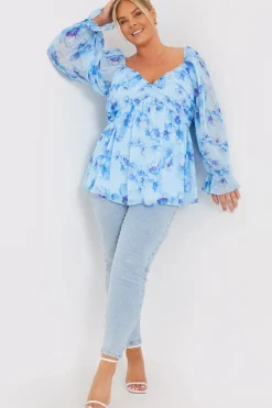New In the Style FLORAL RUCHED BUST SMOCK TOP