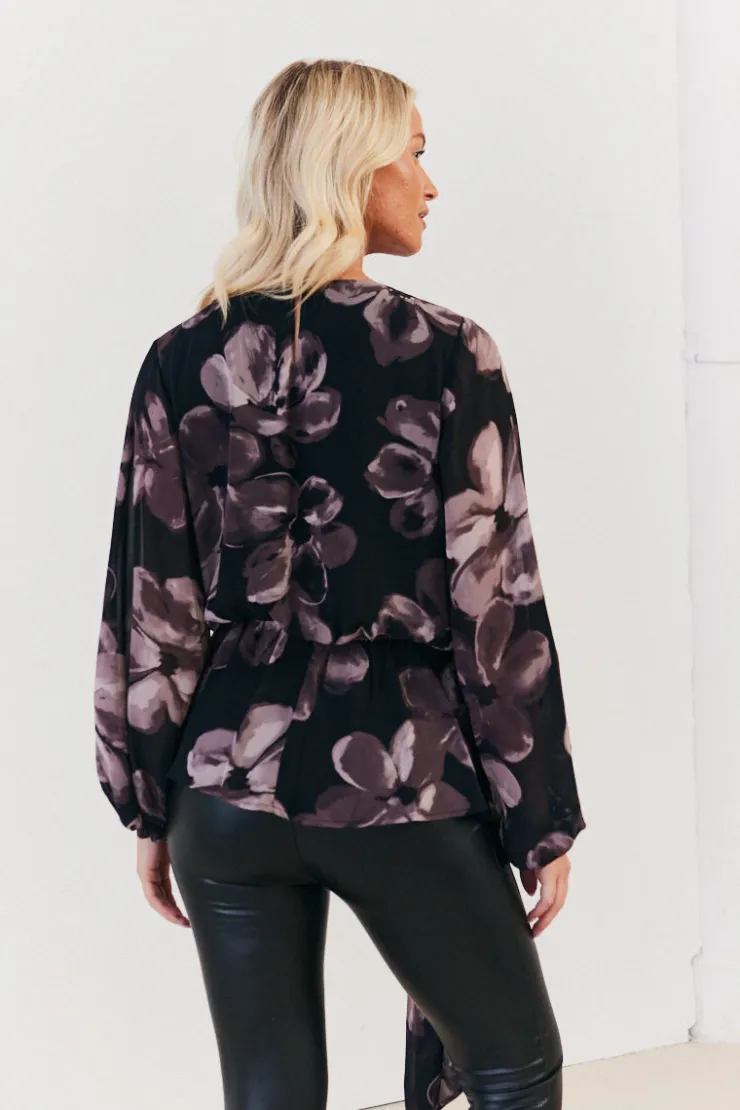 Outlet In The Style Floral Tie Waist Blouse Brown