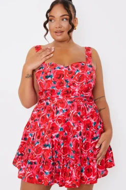 Outlet In the Style Floral Tiered Mini Dress Pink