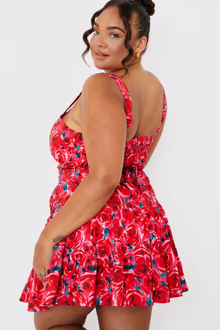 Outlet In the Style Floral Tiered Mini Dress Pink