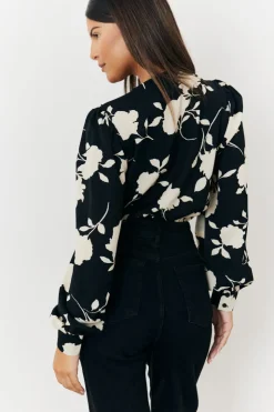 Hot In The Style Floral Wrap Bodysuit Print