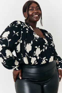 Hot In The Style Floral Wrap Bodysuit Print