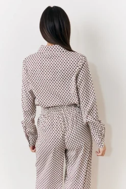 Outlet In the Style Geo Printed Relaxed Shirt Cream