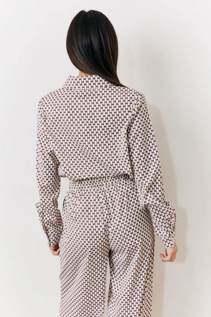 Outlet In the Style Geo Printed Relaxed Shirt Cream