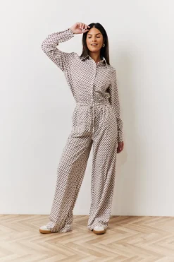New In the Style Geo Printed Wide Leg Trousers Cream