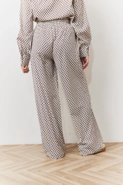 New In the Style Geo Printed Wide Leg Trousers Cream