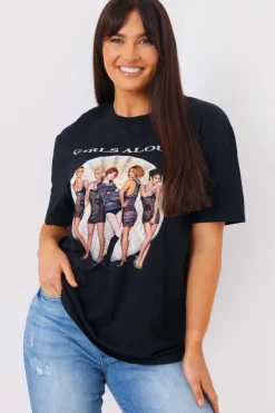 Discount In The Style Girls Aloud Gold Slogan T-Shirt Black
