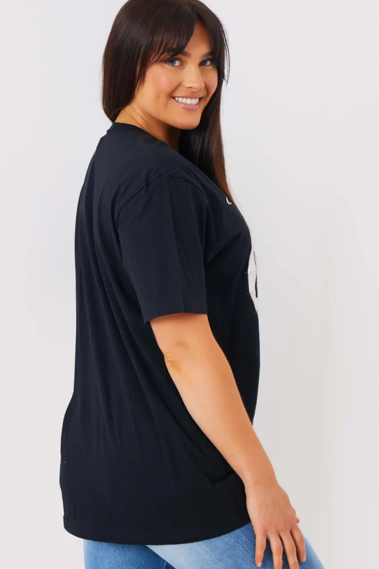 Discount In The Style Girls Aloud Gold Slogan T-Shirt Black