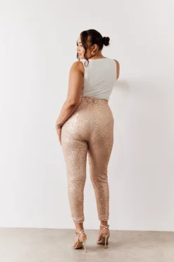 Outlet In the Style Premium Sequin Leggings Gold