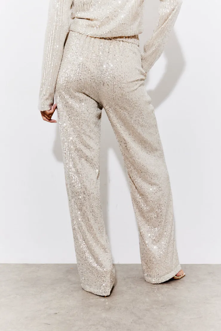 Sale In the Style Sequin Wide Leg Trouser Gold