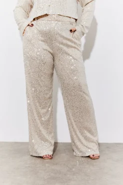 Sale In the Style Sequin Wide Leg Trouser Gold