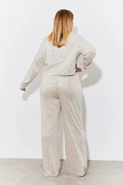 Sale In the Style Sequin Wide Leg Trouser Gold