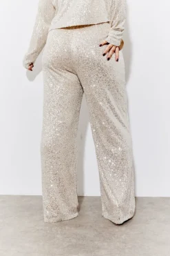 Sale In the Style Sequin Wide Leg Trouser Gold