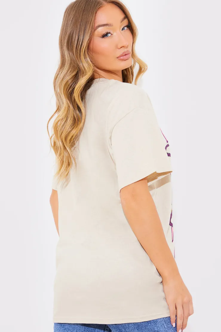 Discount In The Style Good Times Motif T-Shirt Stone