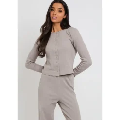 Outlet Urban Bliss Grey Long Sleeved Button Front Top