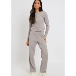 Outlet Urban Bliss Grey Long Sleeved Button Front Top