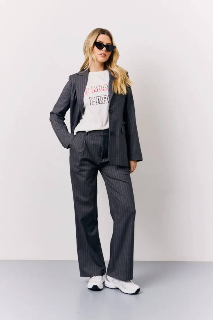 New In the Style Pinstripe Tailored Blazer Grey