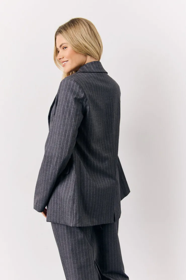 New In the Style Pinstripe Tailored Blazer Grey