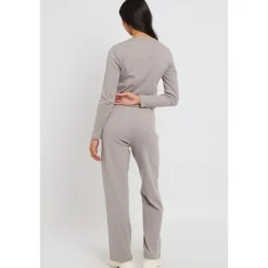 Online Urban Bliss Grey Ribbed Wide Leg Trouser