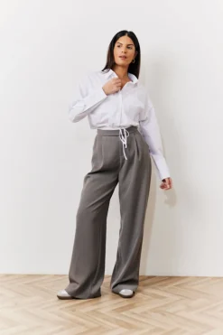 Clearance In The Style Waistband Detail Tailored Trouser Grey