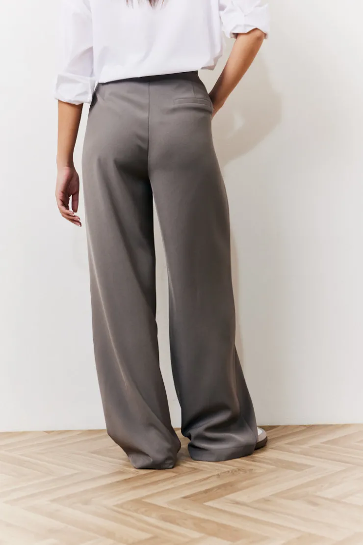 Clearance In The Style Waistband Detail Tailored Trouser Grey