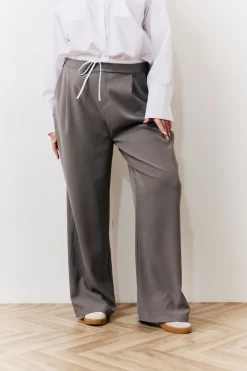 Clearance In The Style Waistband Detail Tailored Trouser Grey