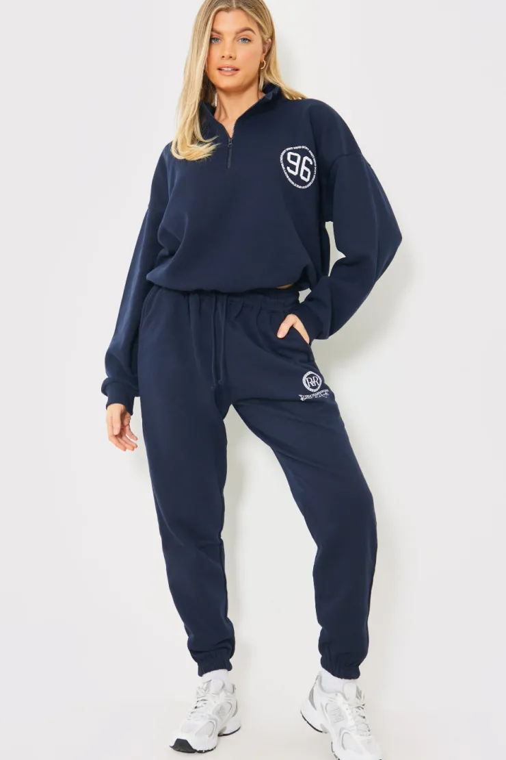 Online In the Style Half Zip '96' Printed Toggle Sweater