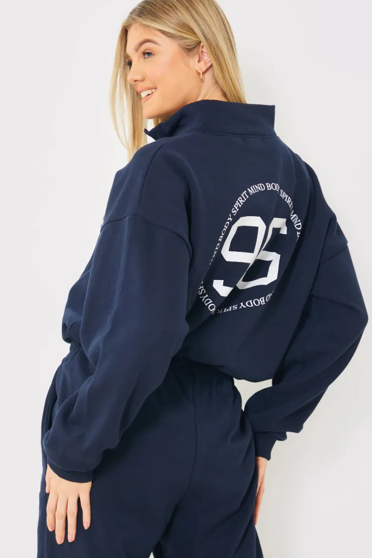Online In the Style Half Zip '96' Printed Toggle Sweater