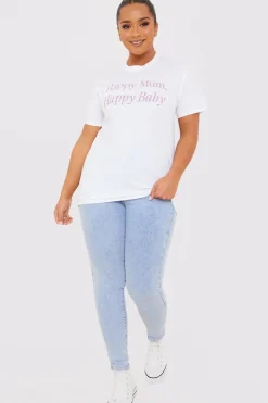 In the Style Happy Mum Happy Baby Slogan Tee White