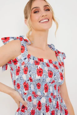 In the Style Henley Red Poppy Dress White
