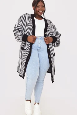 New In the Style Herringbone Belted Cardigan