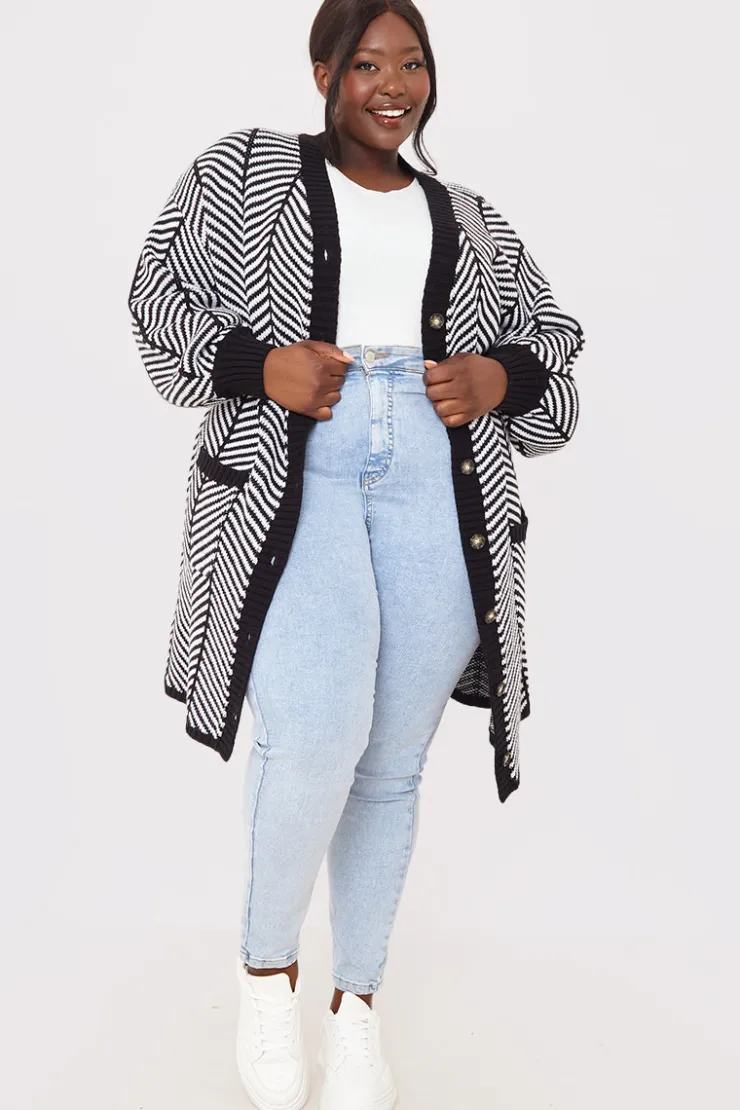 New In the Style Herringbone Belted Cardigan