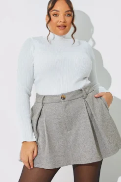 Discount In the Style Herringbone Check Pleated Skort Brown