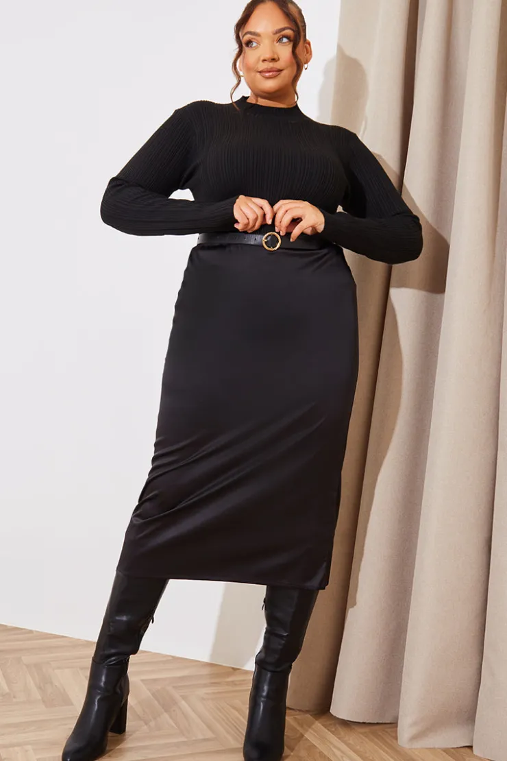 Hot In The Style High Neck Variegated Rib Knit Bodysuit