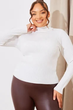 Sale In The Style High Neck Variegated Rib Knit Top