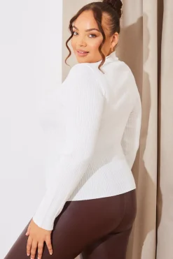 Sale In The Style High Neck Variegated Rib Knit Top